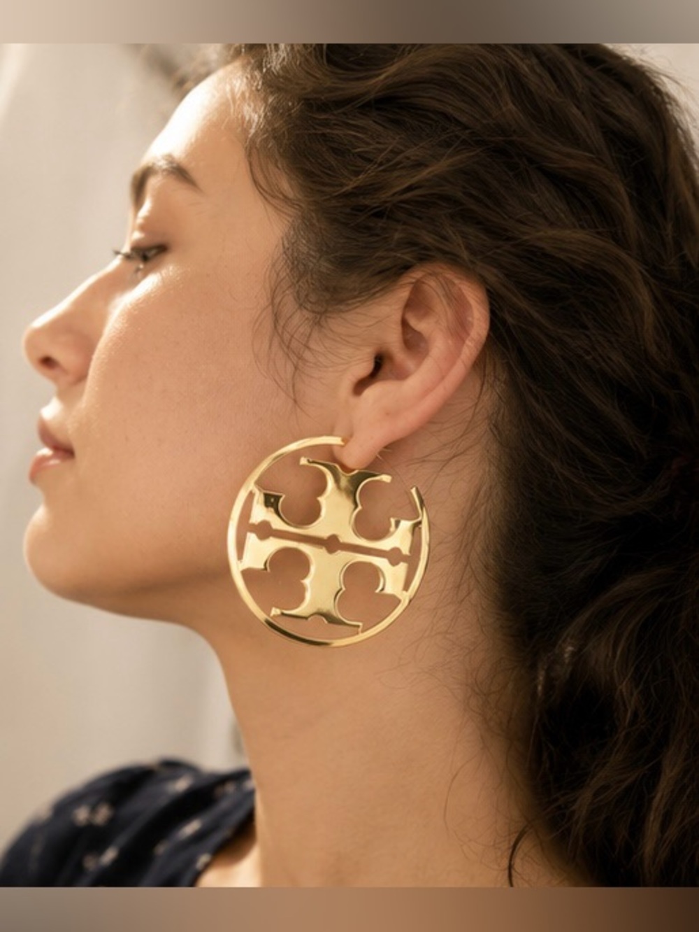 Gold Tone Open Circle Statement Earrings | Cutout Hoop Earrings | Modern Fashion